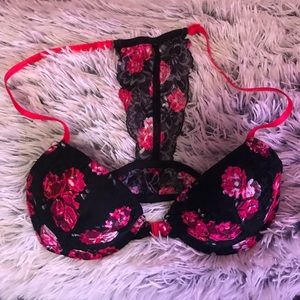 Candies 34B floral front clasp bra ❤️🖤